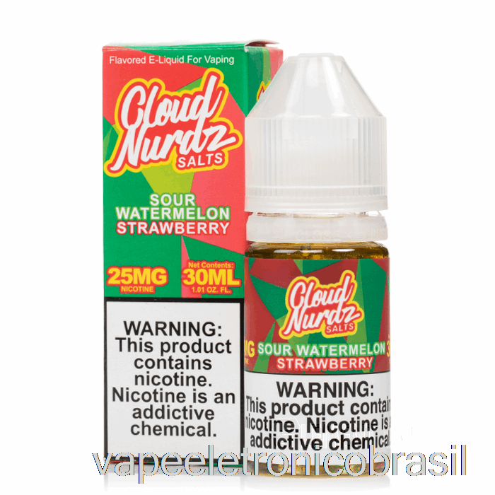 Vape Recarregável Sour Melancia Morango - Nuvem Nurdz Sais - 30ml 25mg